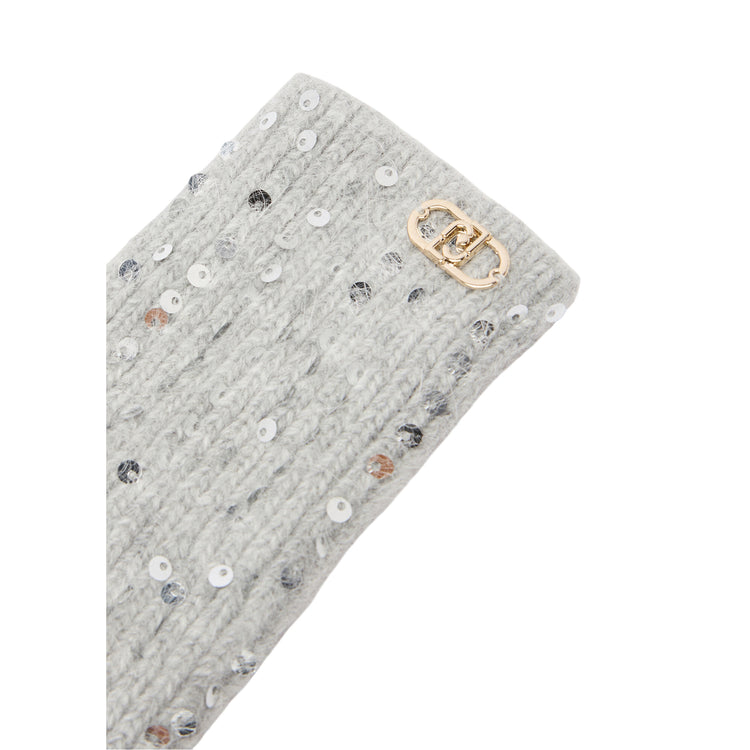 Guanti in maglia con paillettes Grigio