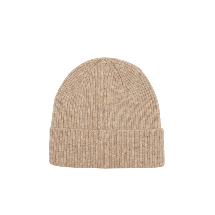 Set Berretto e Sciarpa Donna in beige: dettaglio cappello retro