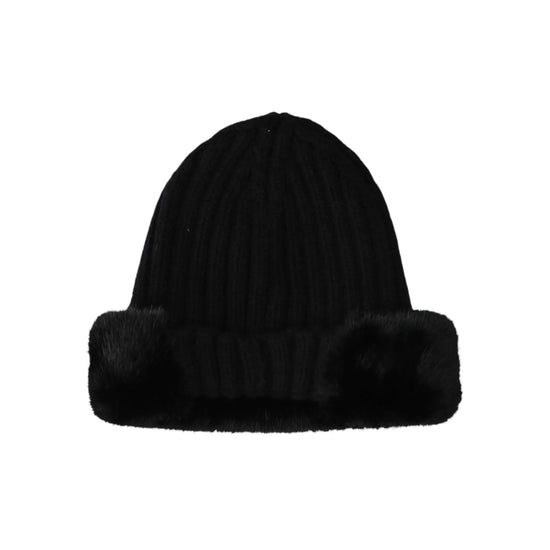 Berretto Donna con pelliccia Nero retro