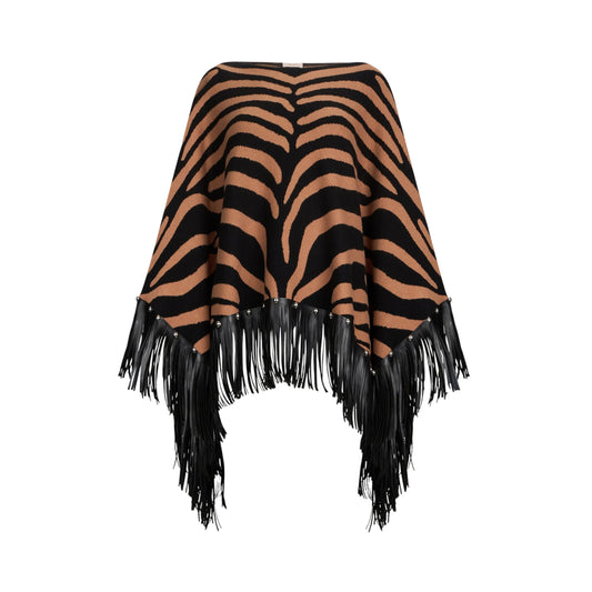 Poncho Donna Zebrato con frange
