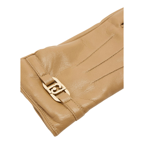 Guanti Donna in ecopelle con logo dettaglio