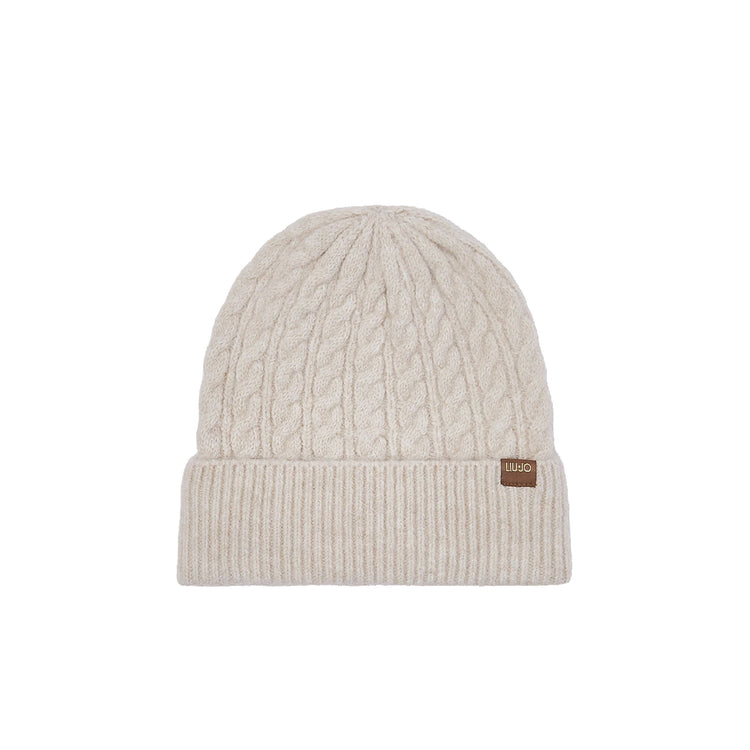 Set coordinato Donna berretto e sciarpa Beige: cappello frontale