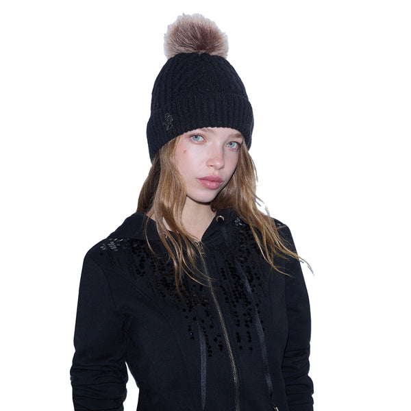 Cappello Donna con pompon Nero