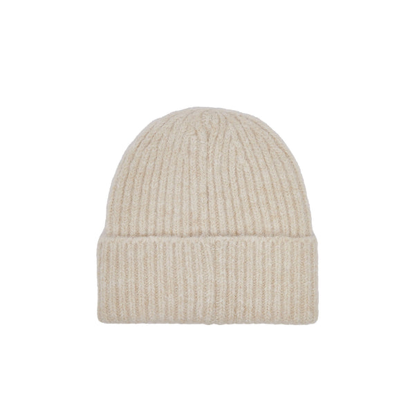 Cappello in maglia Donna con logo ricamato, color burro, retro