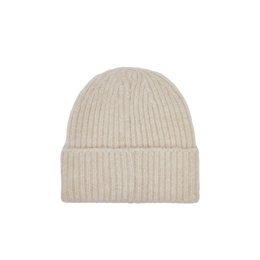 Cappello in maglia Donna con logo ricamato, color burro, retro