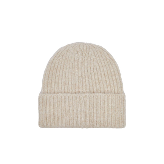 Cappello in maglia Donna con logo ricamato, color burro, retro
