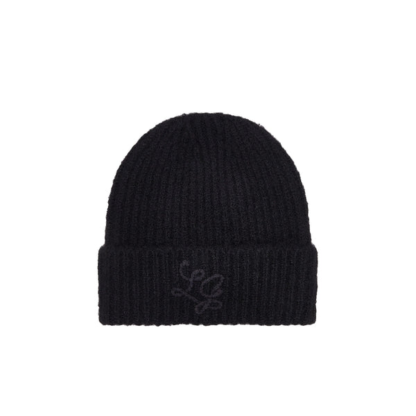 Cappello in maglia Donna con logo ricamato Nero