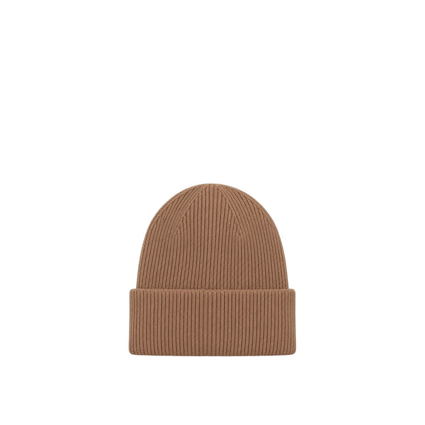 Cappello Donna in maglia con risvolto marrone chiaro retro