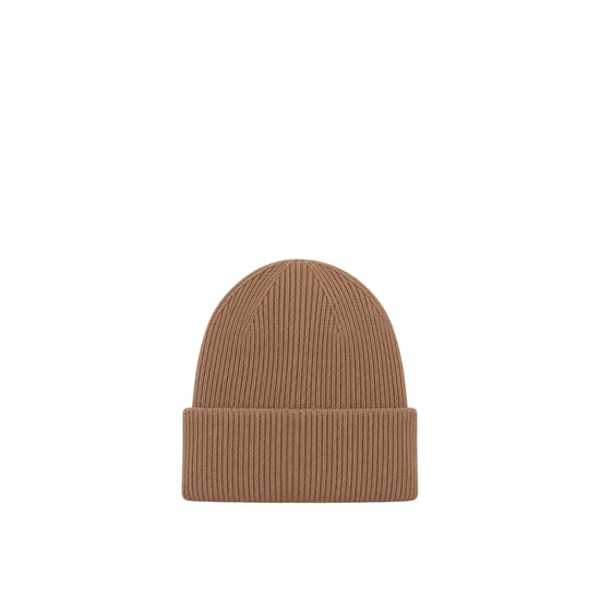 Cappello Donna in maglia con risvolto marrone chiaro retro