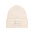 Cappello Donna in maglia con risvolto e logo, color burro