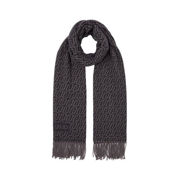 Stola Donna con logo monogram nero/grigio