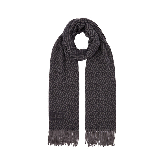 Stola Donna con logo monogram nero/grigio