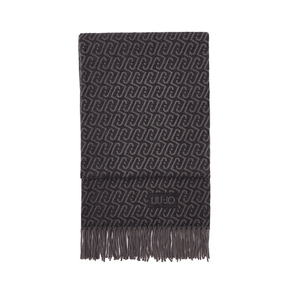 Stola Donna con logo monogram nero/grigio