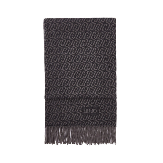 Stola Donna con logo monogram nero/grigio