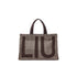 Borsa Tote grande Donna tessuto check marrone, con logo