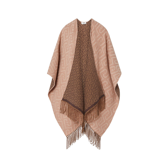 Poncho Donna con logo monogram all over beige