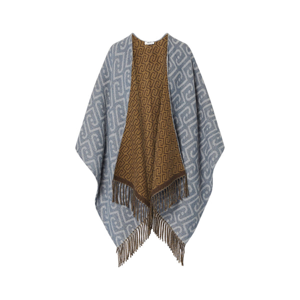 Poncho Donna con logo monogram all over, color denim