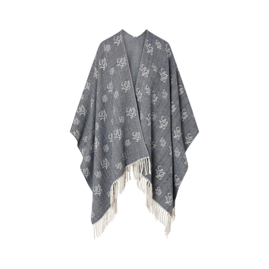 Poncho Donna con logo jacquard