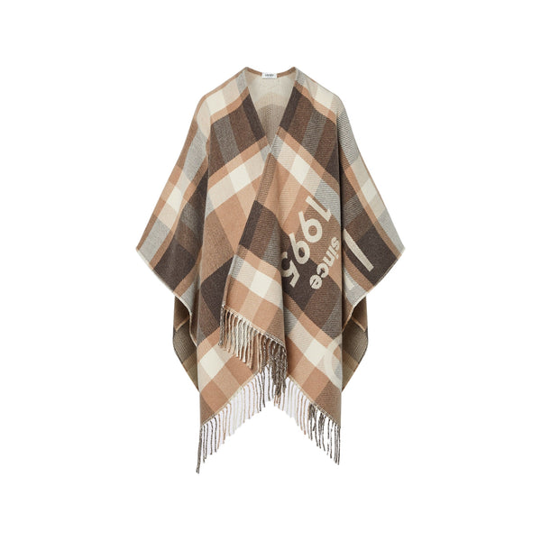 Poncho Donna check jacquard marrone