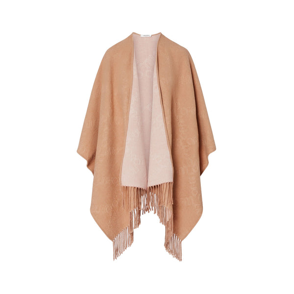 Poncho Donna con logo embossed sur ton beige