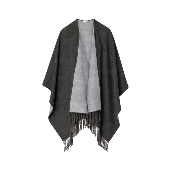 Poncho Donna con logo embossed sur ton grigio