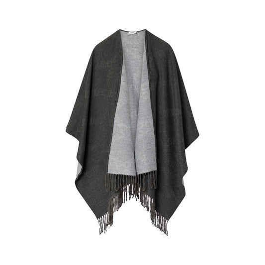 Poncho Donna con logo embossed sur ton grigio