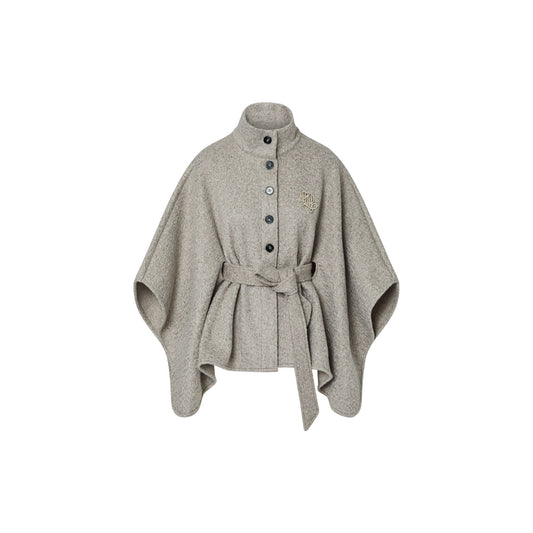 Poncho Donna con cintura in vita Grigio