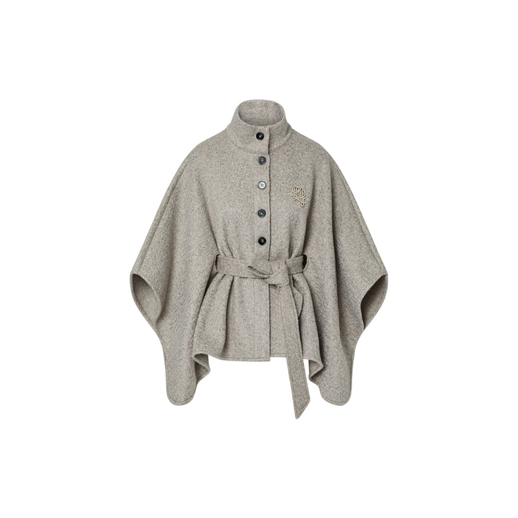 Poncho Donna con cintura in vita Grigio