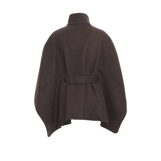 Poncho Donna con cintura in vita Marrone retro