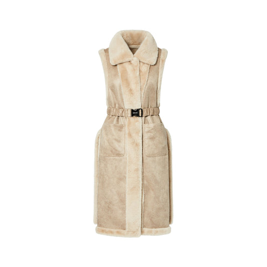 Gilet lungo Donna in montone beige