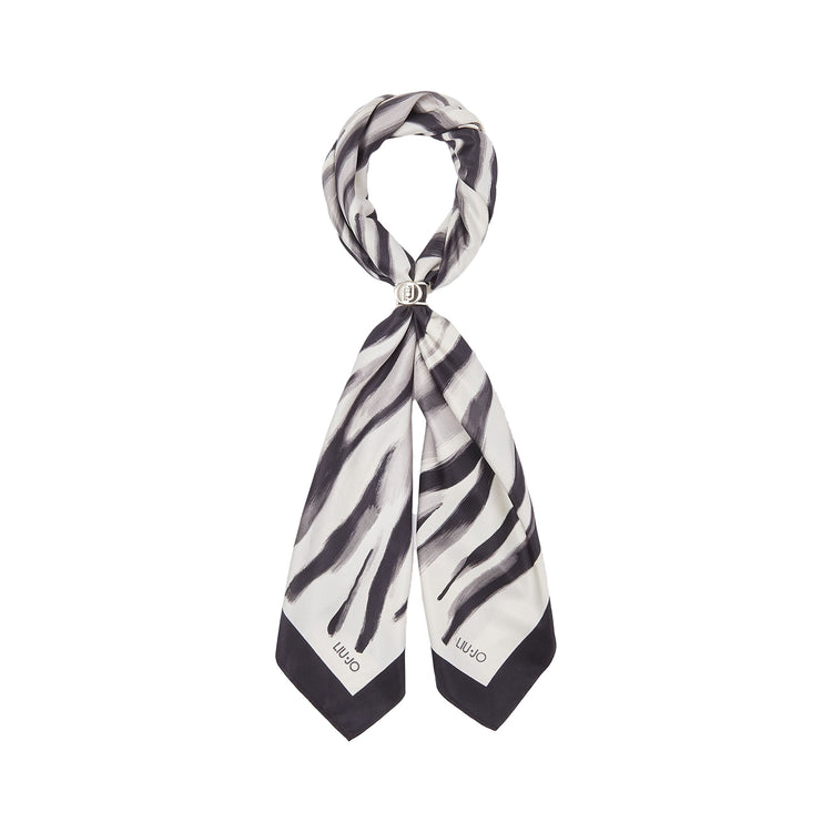 Foulard grande Donna stampa zebra bianco/nero