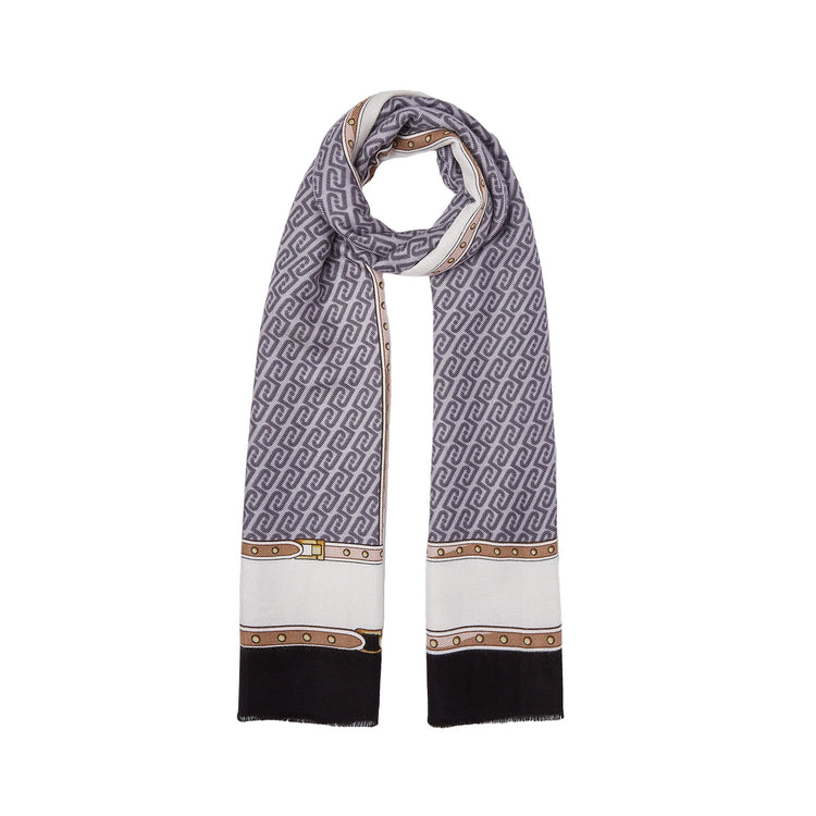 Stola Donna con logo monogram Nero