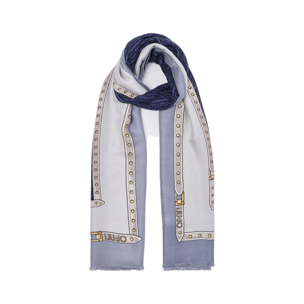 Stola Donna con logo monogram Blu