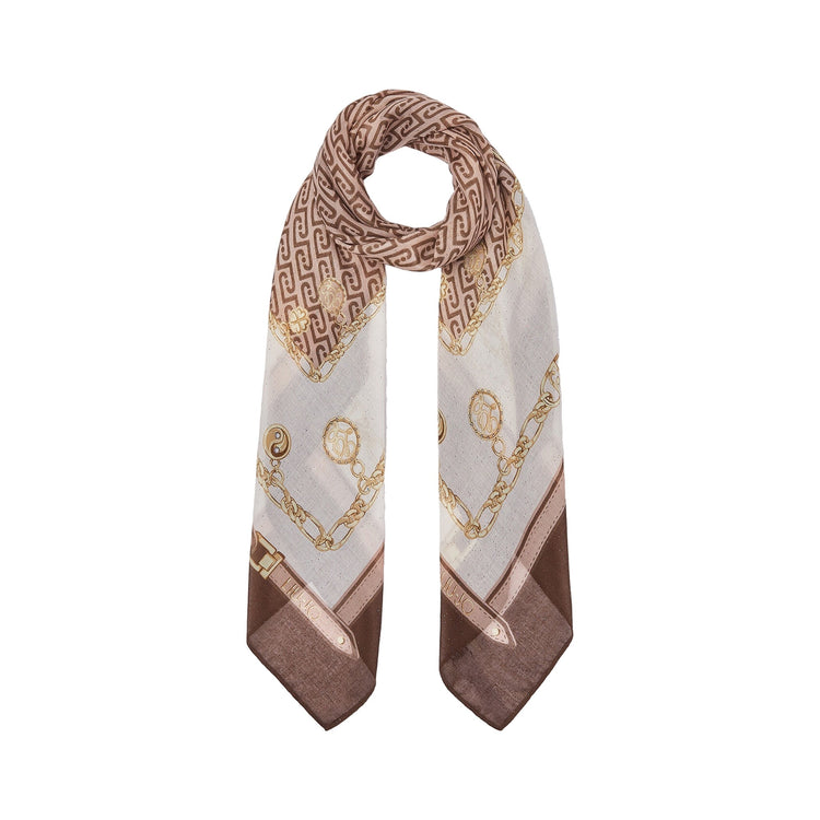 Foulard Donna con stampa charms Marrone