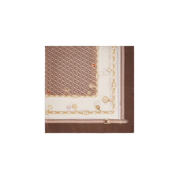 Foulard Donna con stampa charms Marrone