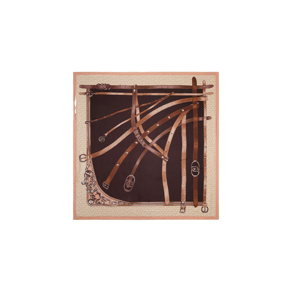 Foulard grande Donna stampato Marrone