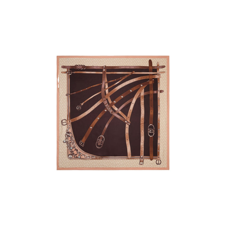Foulard grande Donna stampato Marrone