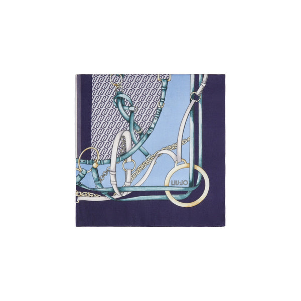Foulard grande Donna stampato blu