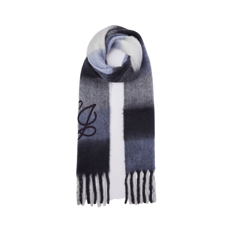 Sciarpa garzata Donna con motivo check denim blu