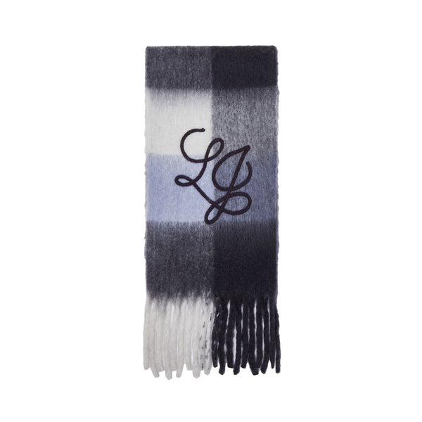 Sciarpa garzata Donna con motivo check denim blu