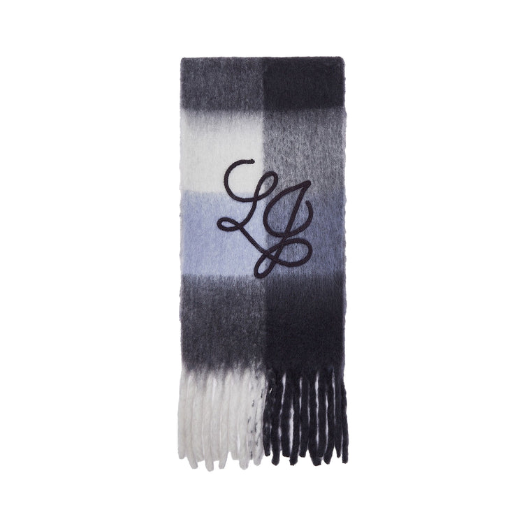 Sciarpa garzata Donna con motivo check denim blu