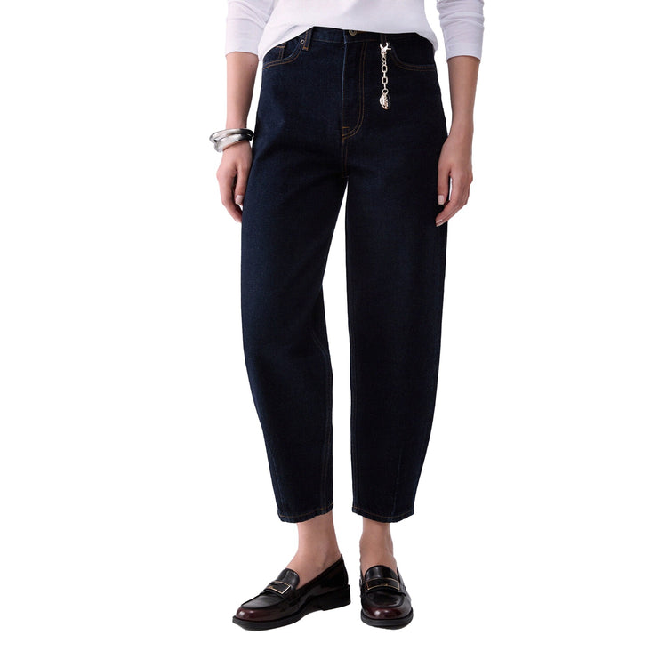 Jeans boyfriend Donna a vita alta modella frontale