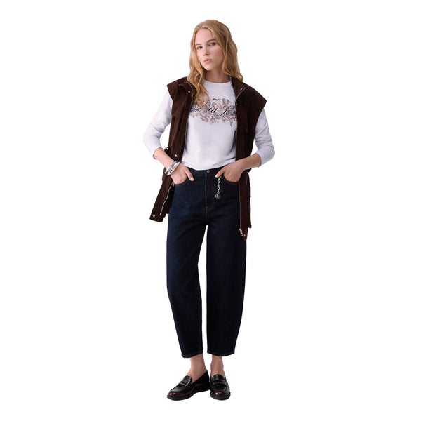 Jeans boyfriend Donna a vita alta modella intera frontale