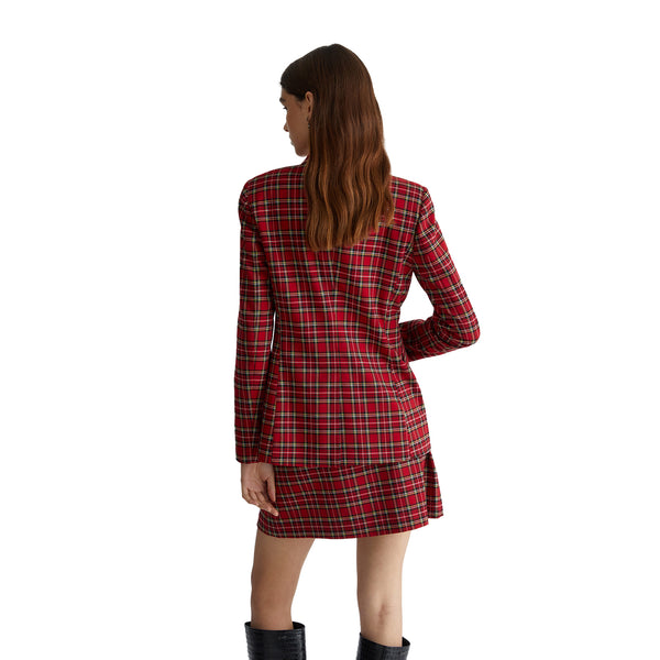 Retro modella con Giacca in tartan rosso Liu Jo