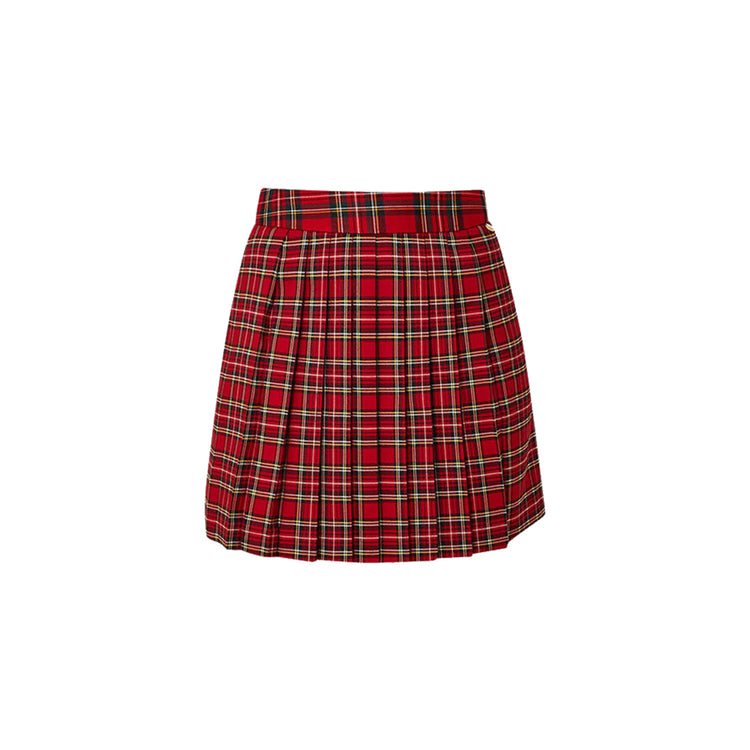 Minigonna Donna a pieghe in tartan Rosso