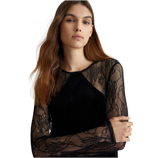 Women's Short Dress in Lace and Velvet Black - Liu Jo | Martini 900 Women's Short Dress in Lace and Velvet Black - Liu Jo | Martini 900
