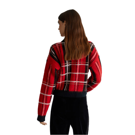 Retro modella con Pullover in tartan rosso Liu Jo