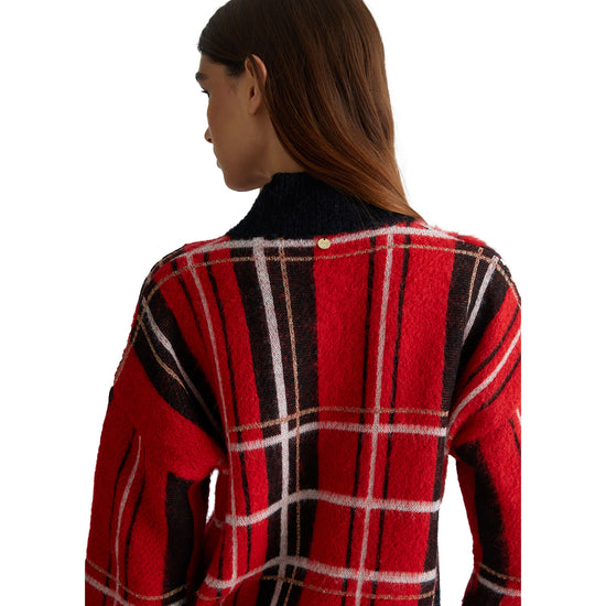 Dettaglio retro Pullover in tartan rosso Liu Jo