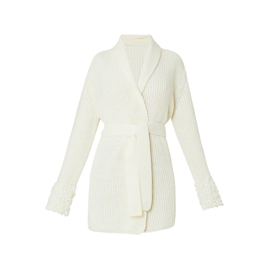 Cardigan bianco in lana