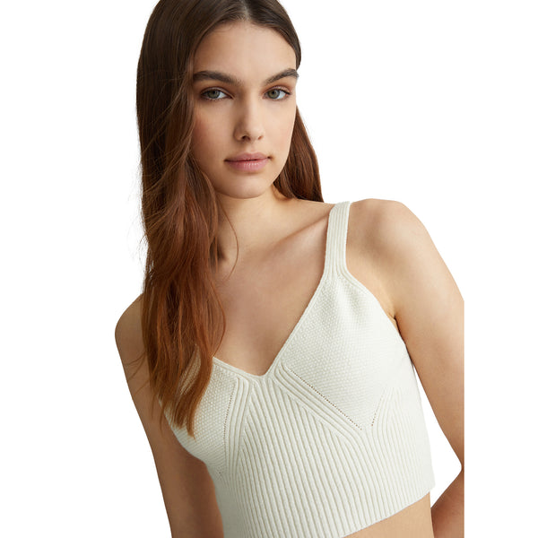 Dettaglio ravvicinato Bralette in maglia bianca Liu Jo